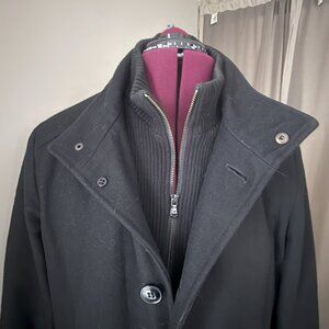 Men's Kenneth Cole Winter Coat, size small, black, wool